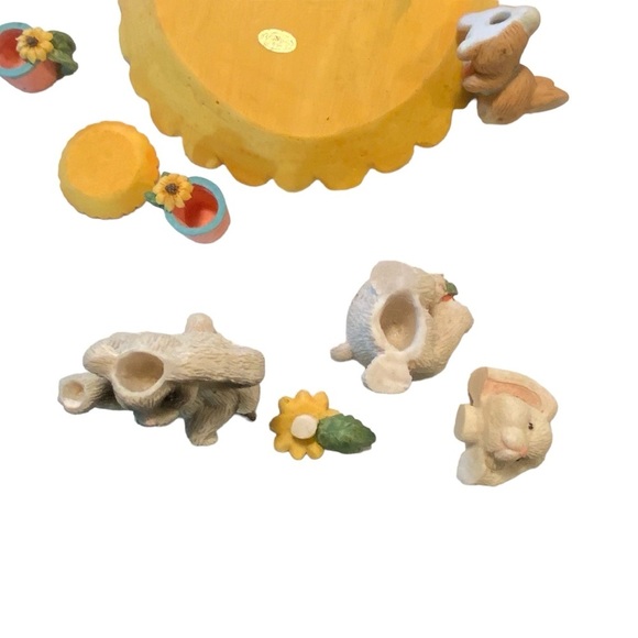 Vintage Tea Set Young’s 1996 Miniature Bunny Sunflower Tray 1996 Retro 8 Pieces - Picture 9 of 16